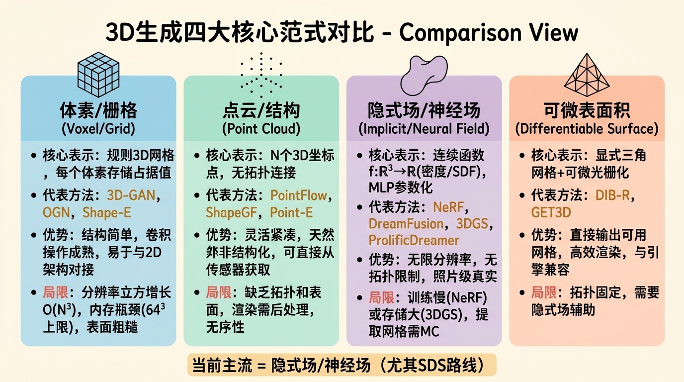 3D生成四大范式对比