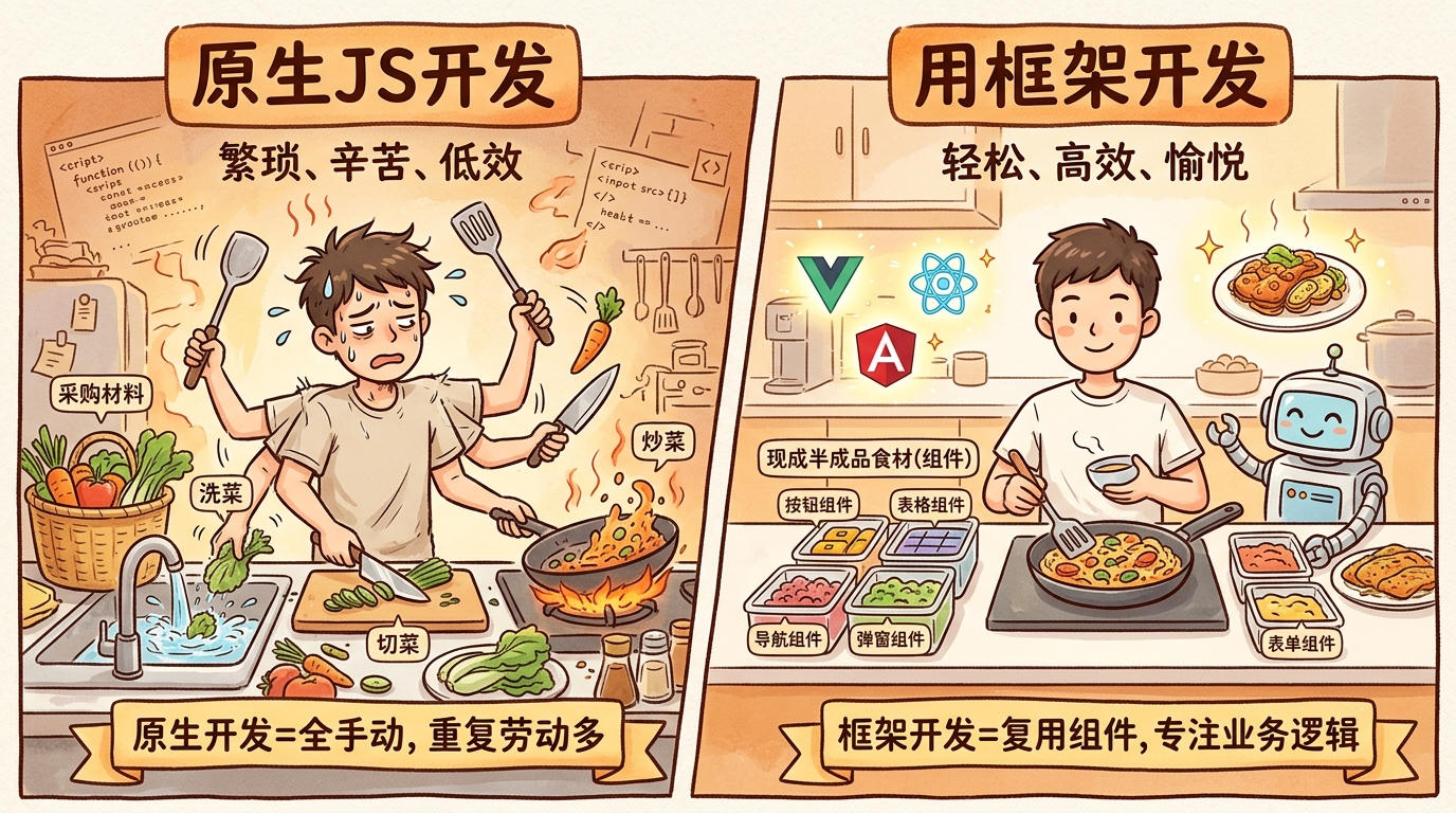 前端框架的好处:减少重复劳动